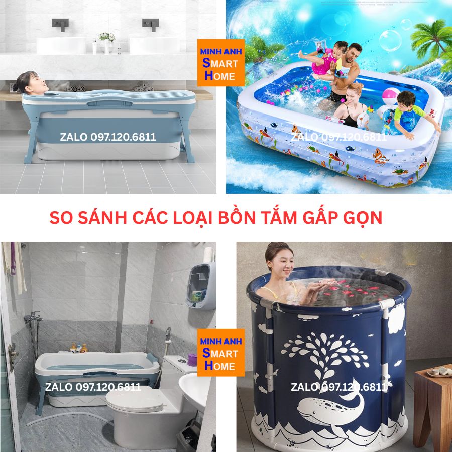 So sánh các loại bồn tắm gấp gọn
